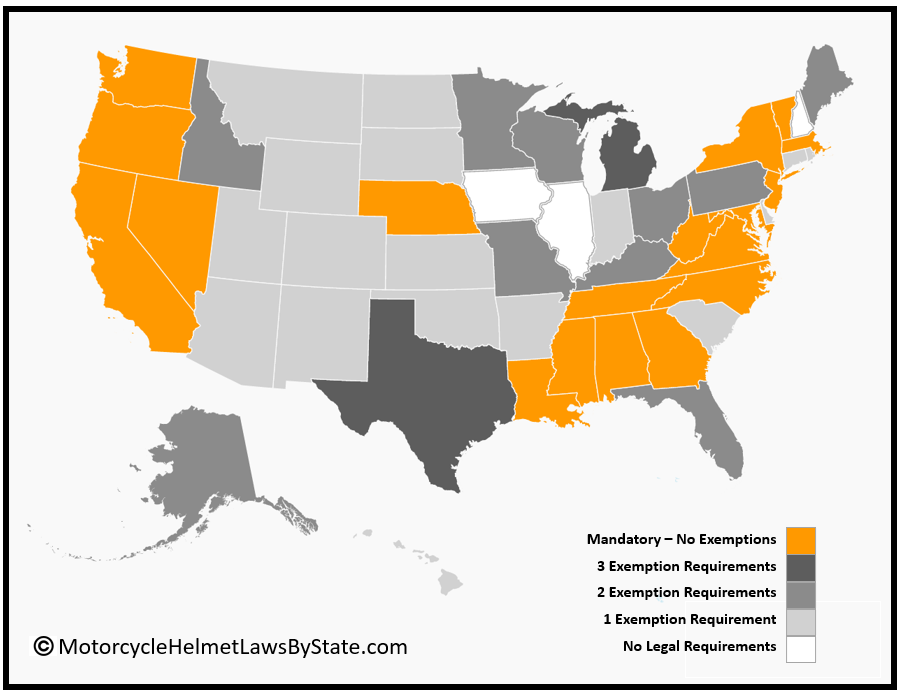 Which States Do Not Require A Motorcycle Helmet | Reviewmotors.co