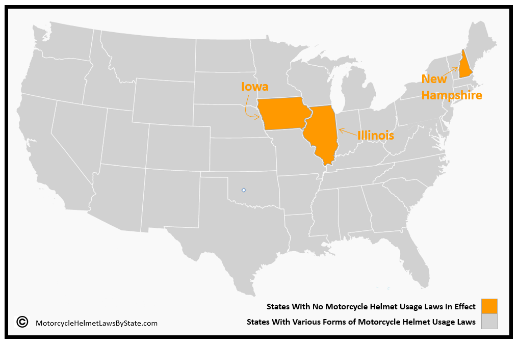 3 us states with no motorcycle helmet laws